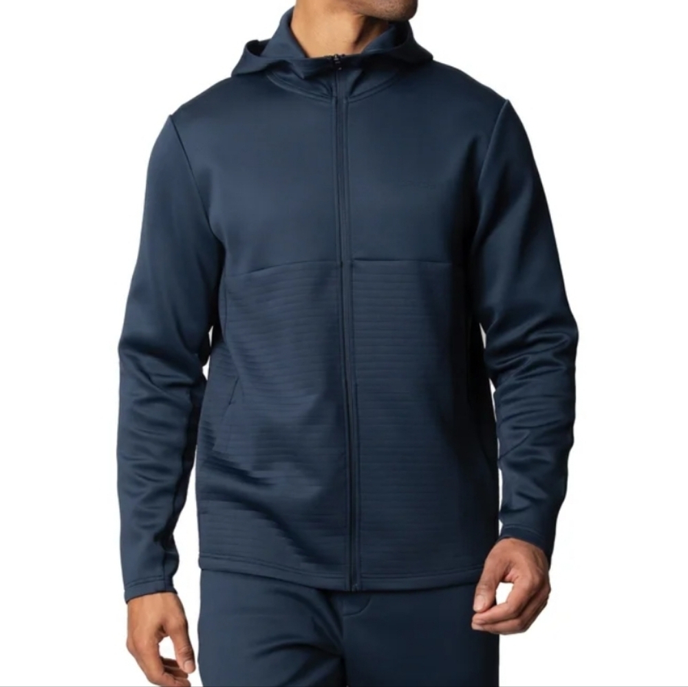 Spyder New Men's Full Zip Hoodie Sweater Blue SizeL Pockets Stretchy Activewear